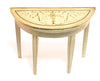 Painted SHABBY CHIC demi-lune gold & cream decorative TABLE  12th scale