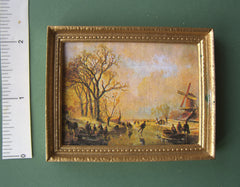 Landscape dolls house miniature PICTURE 'Winter scene with Skaters'