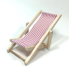 Dolls House Miniature Red/ Blue Deckchair 12th scale