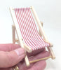 Dolls House Miniature Red/ Blue Deckchair 12th scale