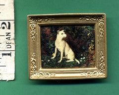 Animal PICTURE White Dog Seated Dolls House Miniature
