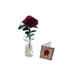 SALE Valentine RED ROSE glass VASE Hand crafted flower 12th scale