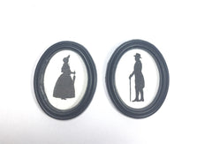 Two  Victorian Silhouettes  'Man & lady in bonnet' 1:12