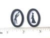 Two Silhouettes Lady + Man bowing, dolls house miniature, 1:12